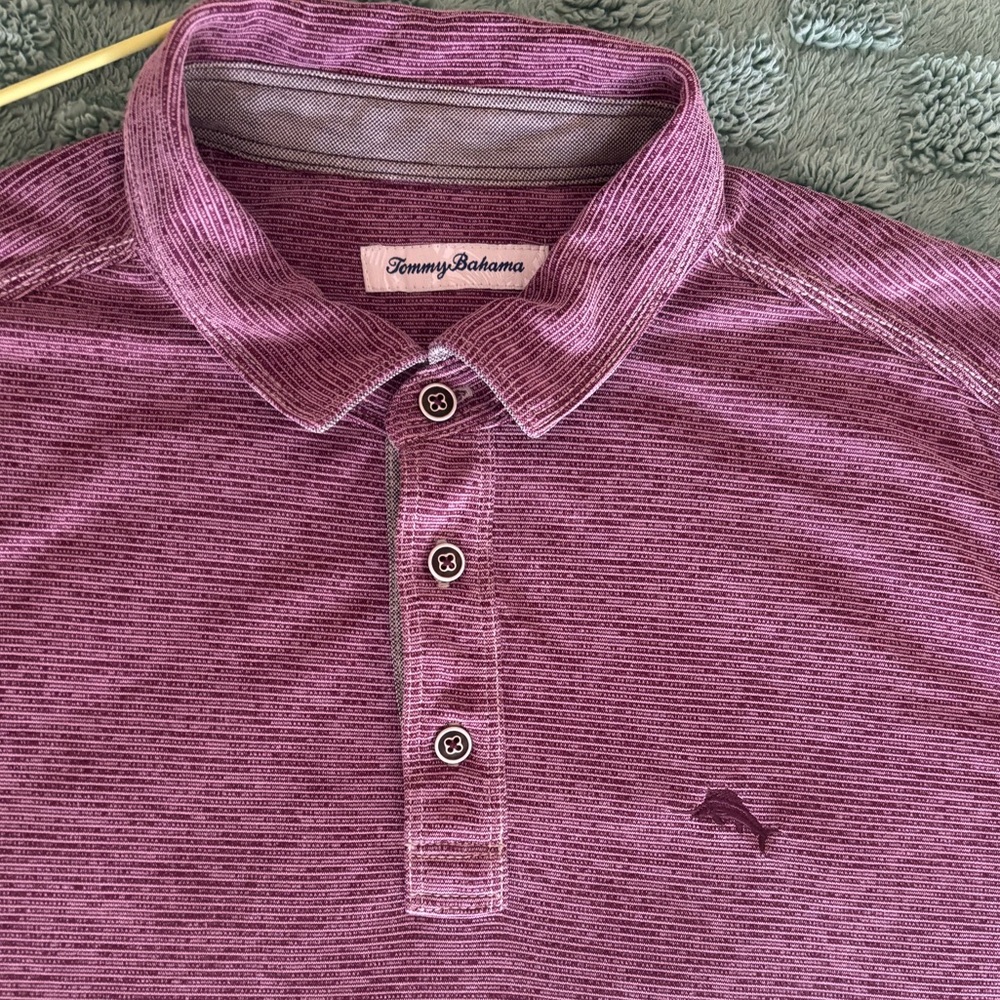 Tommy Bahama Men’s Polo Shirt Purple Textured Stretch Golf Casual - Picture 6 of 12